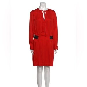 Diane Von Furstenberg Silk Red Long Sleeve Dress